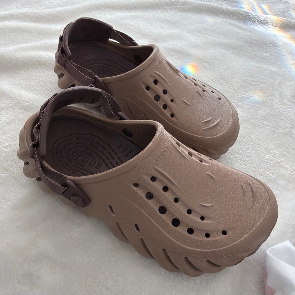 CROCS Brown Unisex Vented Clog with Heel Strap